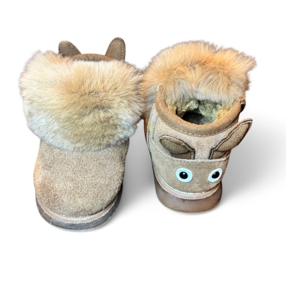Unisex Kids Brown Lined Boots Light up Bunny Snow Winter Size 5 - Picture 2 of 7